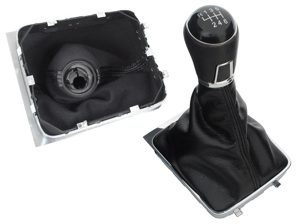 VW Passat B7 10-15 BLACK gear shift knob + gaiter with CHROME frame 6 SPEED