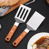 Набор из нержавеющей стали для жарки с деревянной ручкой, жаропрочные твердые лопатки с антипригарным покрытием, прорезные лопатки для жарки, выпечки, переворачивания и переворачивания