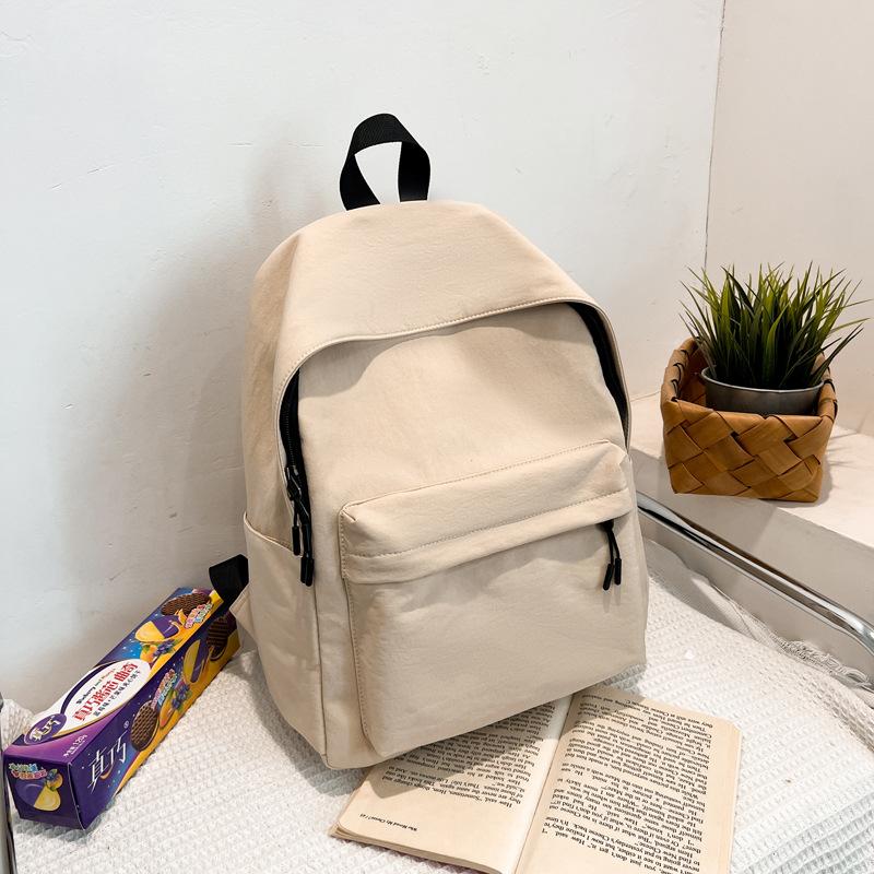 TS JYL laptop bag,INS Backpack Japanese School Bag Simple Solid Nylon Waterproof Student