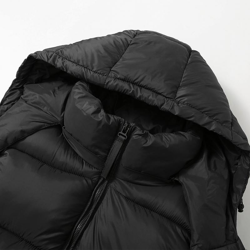 Зимняя мужская куртка без рукавов с капюшоном, парка, повседневный толстый теплый черный жилет для мужчин, верхняя одежда