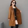 Winter Women's Leather Fashion Fur Coat Lamb Fur Coat Plus Velvet Thickening Medium Long Large Size Leather Coat