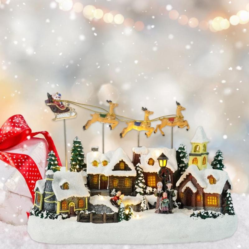 Christmas Flying Reindeer LED Music Decoration Safe Resin Family Celebration