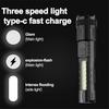 Zoom Function Strong Light Flashlight with Power Display USB Charging Long Range Lamp COB Side Light Work Light Night Hiking