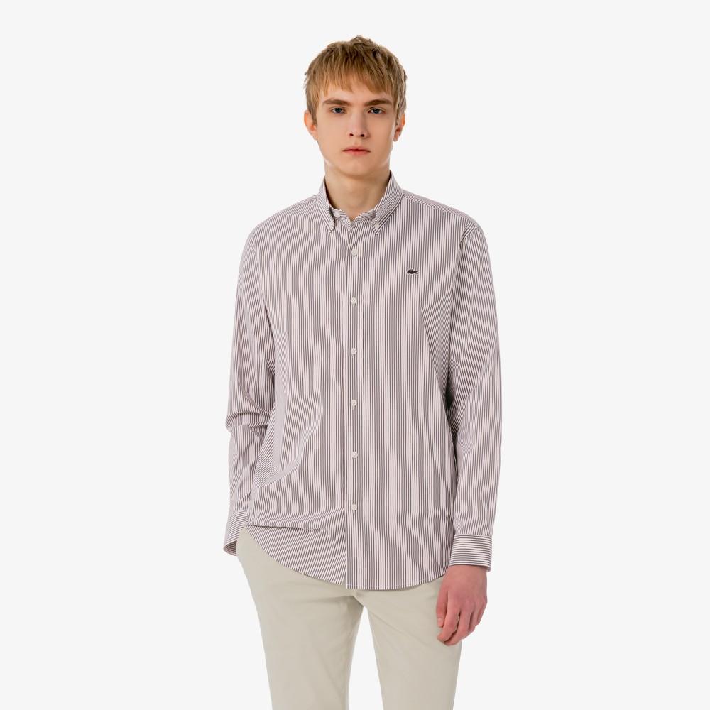 Lacoste Мужская рубашка в полоску из поплинового джерси CH625E-56G3LA