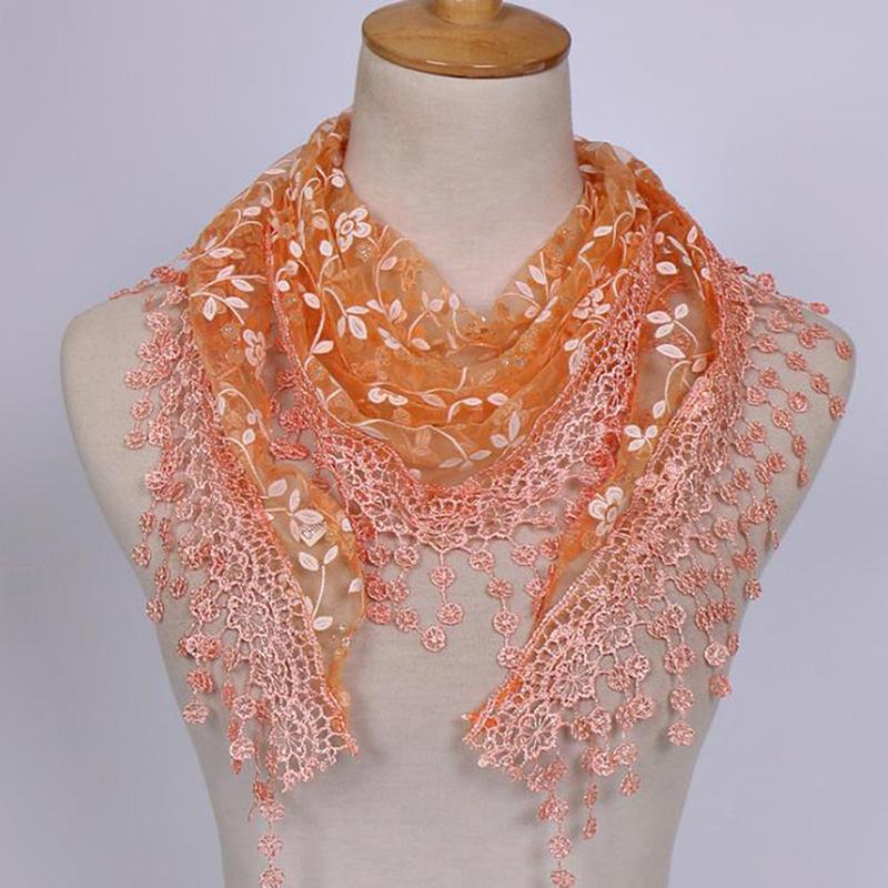 1Pc Women Triangle Wrap Lady Shawl Flower Lace Scarf Shawls