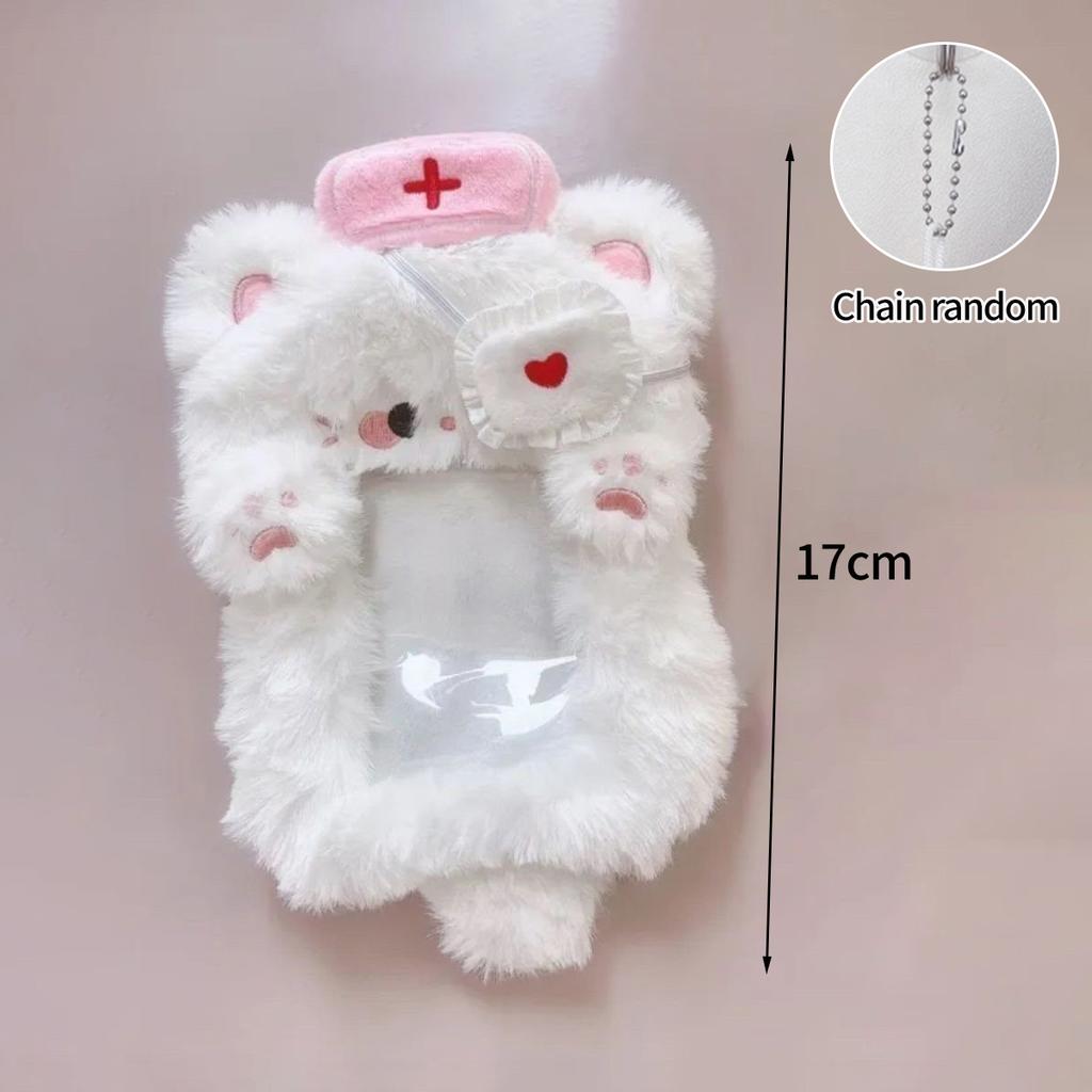 Cute Rabbit Plush Card Display Set Ins Meal Card Kpop Photo Card Holder Id Card Protective Small Card Sleeves Photocard Holder