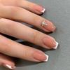 White Edge False Nails Long Square Press on Nails New Fake Nials  Women Girls