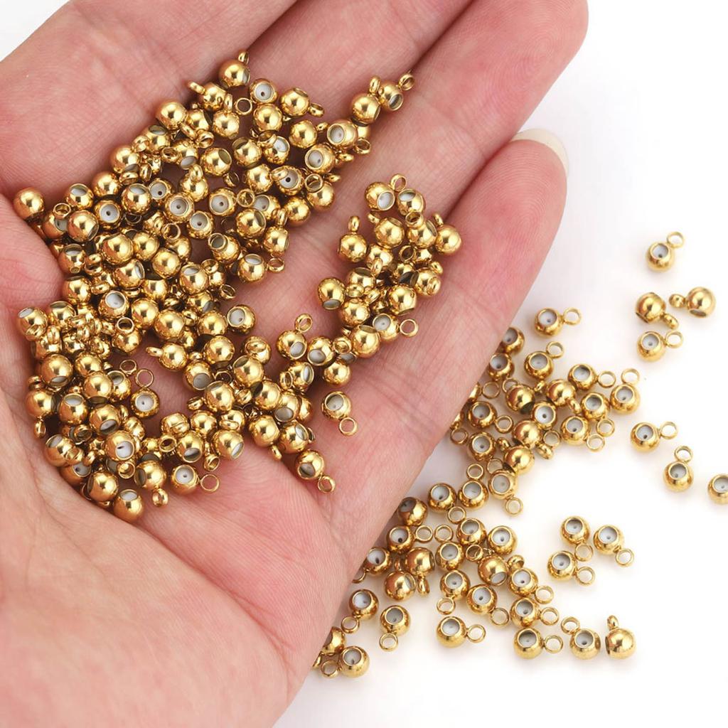 Set of 20 Silicone Plug Stopper Bead Spacer Beads for Necklaces and Bracelets Stainless Steel Jewelry Positioning Beads