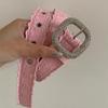 Y2K Lace Belt PU Leather Women Waistband Trend Rhinestone Belt  Jeans Accessories