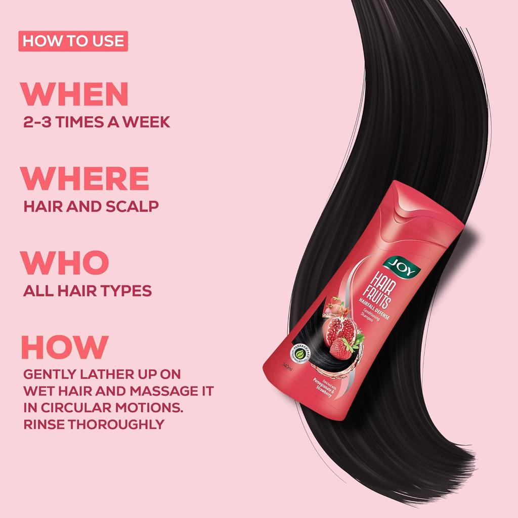 JOY Шампунь-кондиционер Hair Fruits Hairfall Defense 340 мл, 1 шт., Гранат и Клубника для гладких блестящих волос