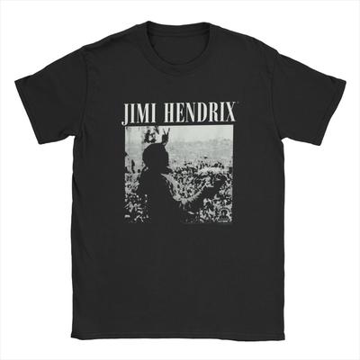 Мужские футболки Jimi Rock Hendrixs Live At Woodstock Винтажные футболки с изображением певца и гитариста Футболки с коротким рукавом и круглым вырезом Футболки из хлопка с круглым вырезом Топ больших размеров