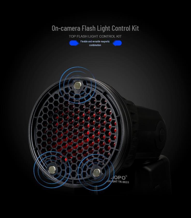 Jiebao TR08 DSLR Magnetic Flash Diffuser with Honeycomb Filters and Quick Release Ball Head