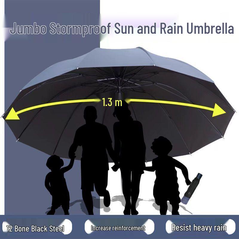 Очень большой, толстый, усиленный ветрозащитный зонт с длинной ручкой и стильным принтом логотипа