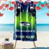 Name Custom Seattle Seahawks Print Beach Towel, Large Soft Quick Dry Towel for Beach Camping Swimming