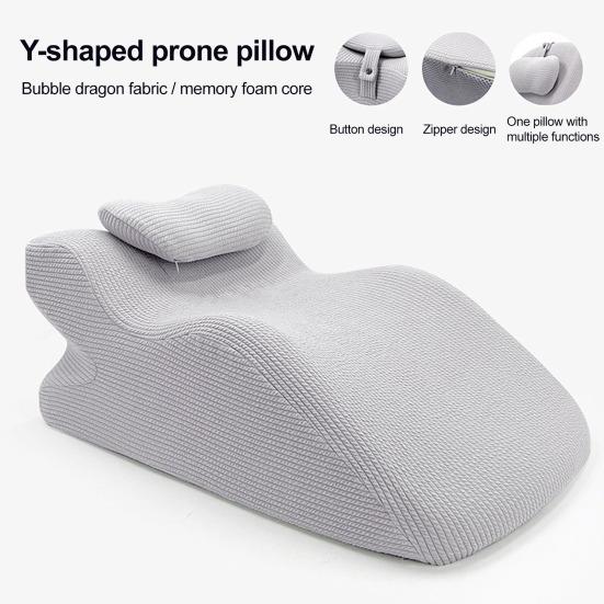 Wedge Prone Pillow Memory Foam Leg Wedge Ergonomic Back Neck Pain Relief Support Cushion with Removable Cover for Sitting Up Lying Reading