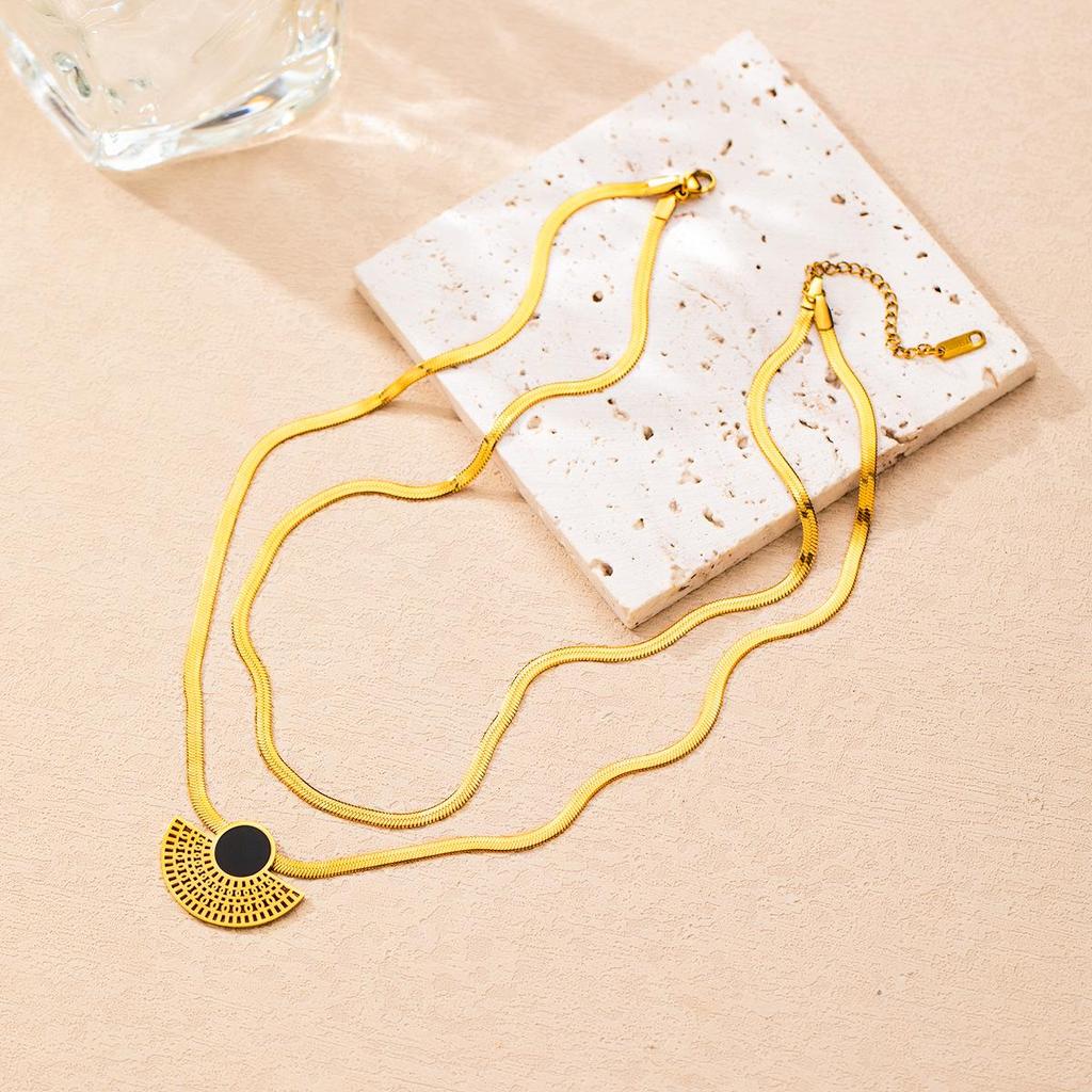 Комплект женских украшений из нержавеющей стали: Не тускнеющее ожерелье, серьги и кольцо - Модные аксессуары