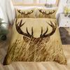 Antler King Queen Duvet Cover Whitetail Deer Bedding Set Wild Fawn Quilt Cover Countryside Rural Animal Brown Comforter Cover