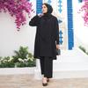 Foulard Collar Women Tunic Pants Double Suit Combine Islamic Muslim Casual Fashion Loose Summer Summer New Season Turkey