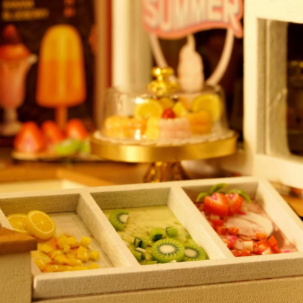 CUTEROOM Dollhouse Kit, Miniature Handmade Set, Beginner's DIY Wooden Dollhouse Toy with Dustproof Cover and LED Light (H023)