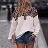 Женская футболка с длинным рукавом и застежкой на пуговицы с леопардовым принтом в стиле пэчворк