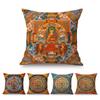 Vintage Mandala Nepal Tebitan Buddhism Pattern Worship Home Decorative Throw Pillow Case Cotton Linen Buddhist Art Cushion Cover