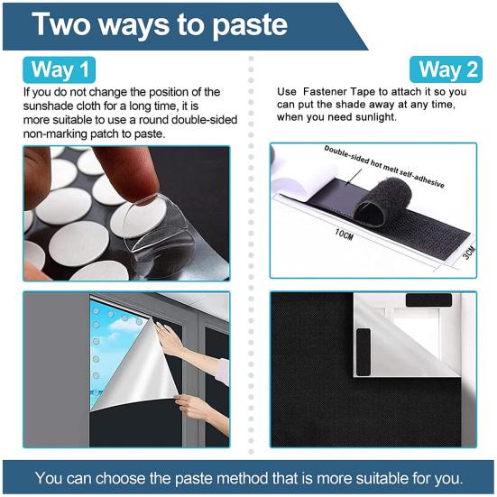 Portable Blackout Curtains Blackout Blinds with Hook And Loop Tape Strips Adhesive Blackout Shades for Baby Nursery RV or Travel Use