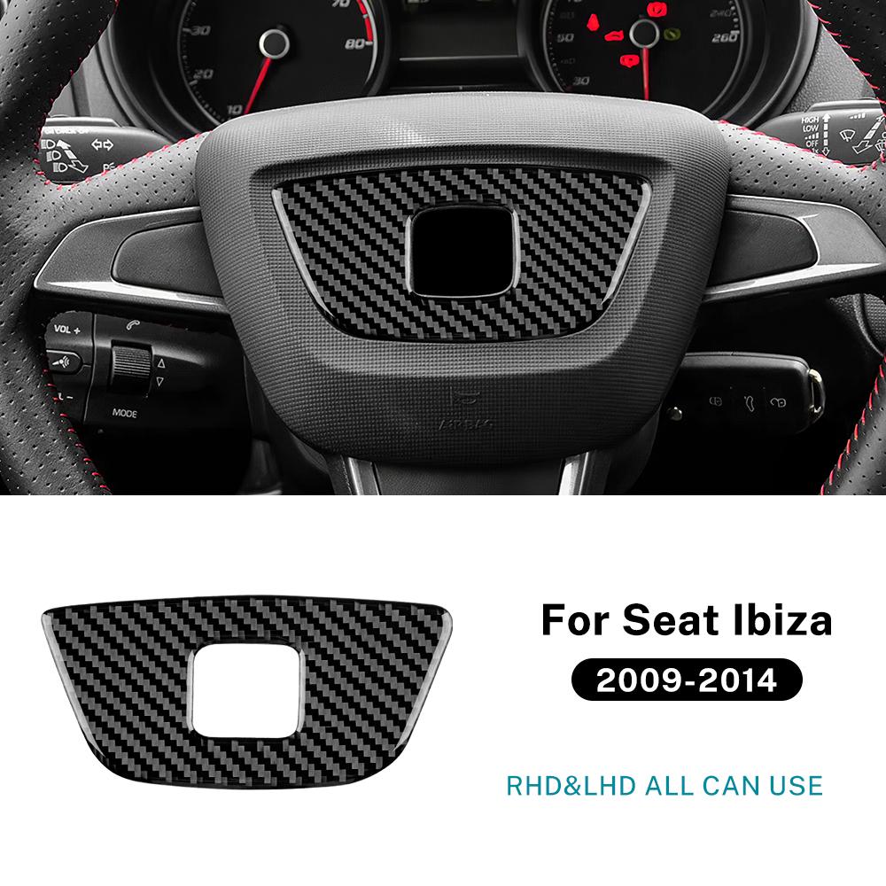 Наклейка из настоящего мягкого углеродного волокна для Seat Ibiza 2009 2010 2011 2012 2013 2014 LHD RHD Отделка центральной рамки рулевого колеса автомобиля Аксессуары