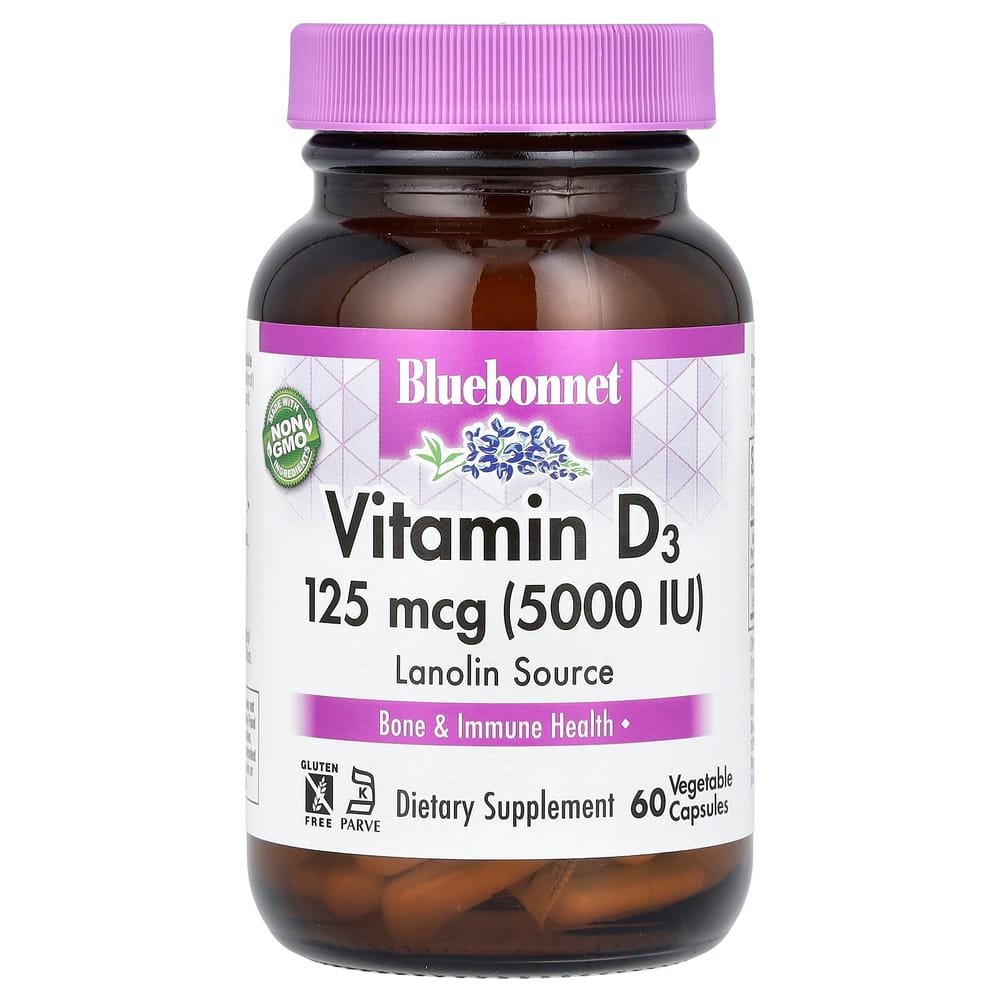 Bluebonnet Nutrition Витамин D3 5000 МЕ Вегетарианские Капсулы 60 Штук