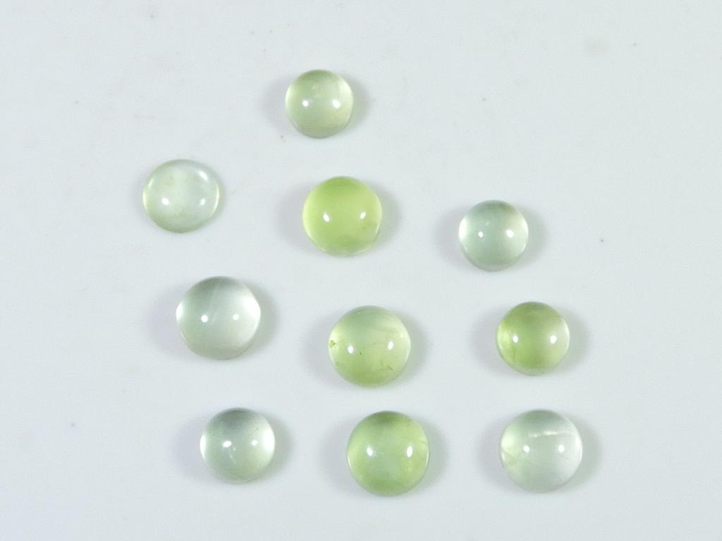 13Cts. Натуральный зеленый пренит круглый кабошон драгоценный камень россыпью 10 шт. лот 6X6MM RQ-1946