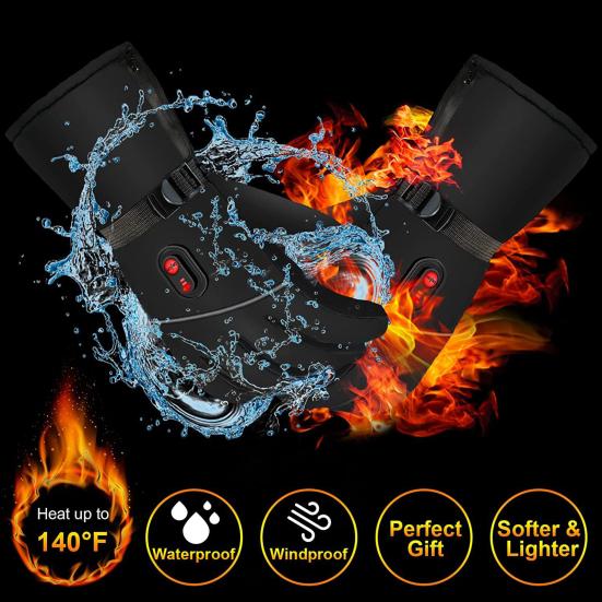 1 пара перчаток с электрообогревом и батарейным отсеком, USB-интерфейсом, питанием от аккумулятора, 3 уровнями регулировки температуры, ветрозащитными водонепроницаемыми перчатками