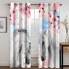 Шторы с принтом серии животных, карманные шторы с изображением лошадиного цветка и динозавра, подходят для гостиной, спальни, кухни 2 шт.