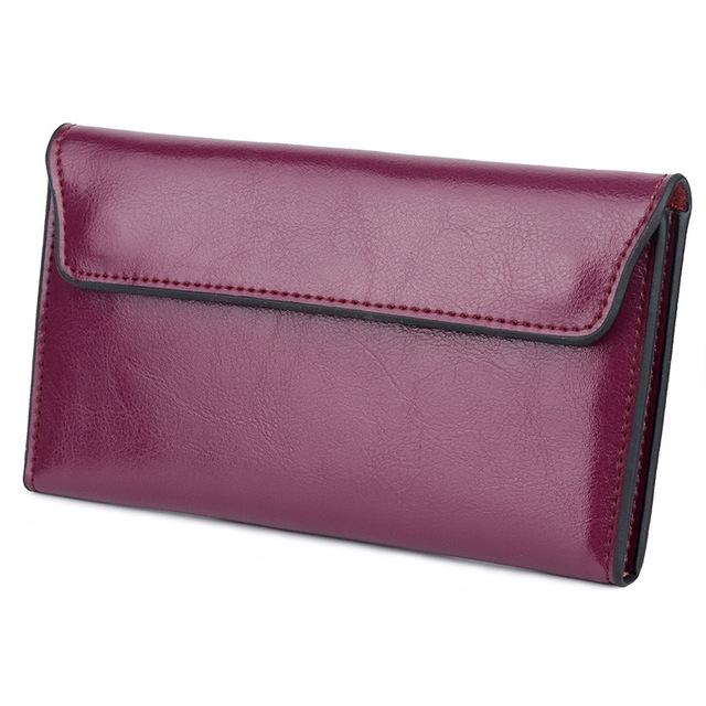 Aliwood Genuine Leather Women's Wallet Clutch Bag Large Capacity Ultra-Thin Fashion Simple Long Wallets Phone Bag Purse