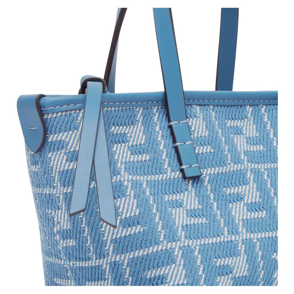 Fendi Roll Denim Effect FF Jacquard Cotton Tote Shopping Bag Shoulder Crossbody Handbag Mini Women tote Blue 8BS096AUPXF1SKL