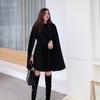 Autumn Woolen Shawl Cape Poncho Coat with Belt Women Mid-length Korean Sleeveless Ladies Cape Coats