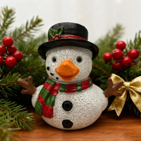 Рождественская фигурка утки Санта-Клаус Олень Эльф Снеговик Статуэтка утки Полимерная смола Скульптура животного Рождественская праздничная вечеринка Настольное украшение Орнамент