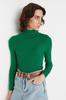 Women's Elegance Style Sweater Green Basic Turtleneck Knitwear Sweater