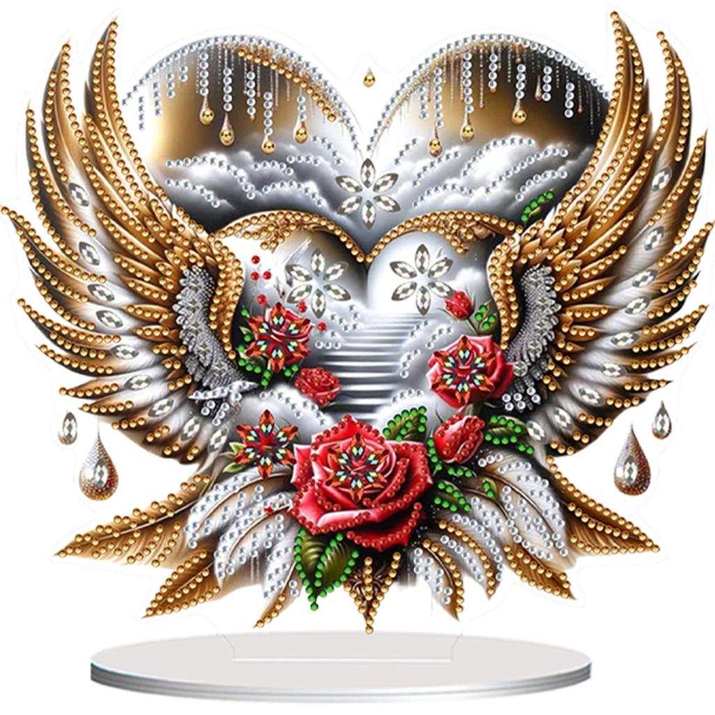 Heart and Animal DIY 2D Flat Acrylic Diamond Painting Desktop Ornaments Kit for Adult Home Decor