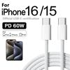 60W Fast Charger 3A USB C To Type C Cable For Apple iPhone 16 15 Pro Max Plus Quick Charging For Huawei Samsung Xiaomi Cable