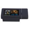 Multifunctional Weather Clock Projected Color Screen Black Portable Humidity Thermometer