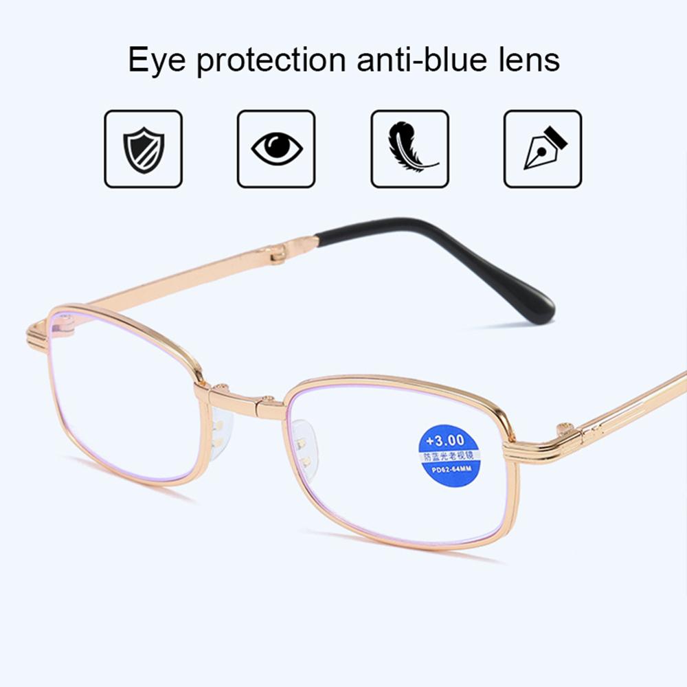 Retro Folding Anti Blue Light Reading Glasses With Case Men Women Luxury Brand Telescopic Presbyopia Eyeglasses Elderly Eyewear
