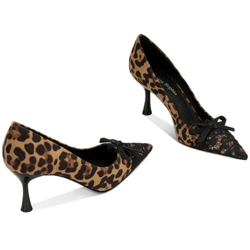 Fashion 2025 Female Shoes Slip On Women's High Heels Classics Dress Pumps Women Pointed Toe Thin Heels Bow Tie Plus Size Shoes Women