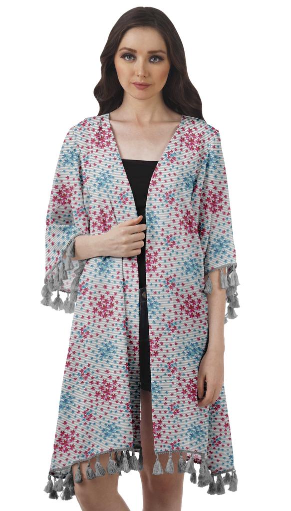 Moomaya Пляжная накидка из жоржета с открытыми плечами и принтом 3-4