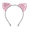 Reversible Sequin Cat Ears Headband Shiny Cat Ear Hair Hoops Women S Kitty Hair AccessoriesPink