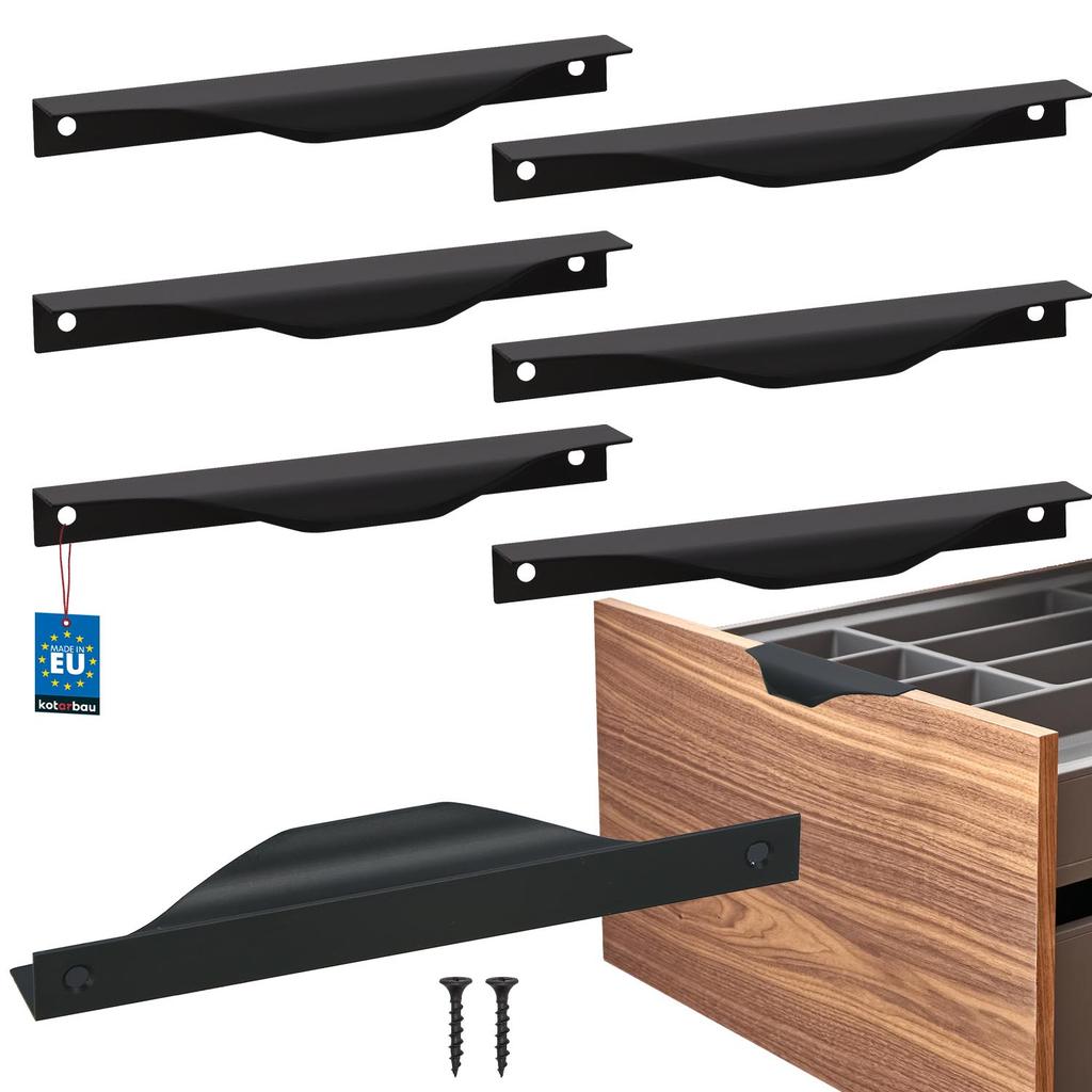 Kotarbau® Modern Edge Furniture Handle Aluminum Matte Black 160 / 180 Mm Set Of 6