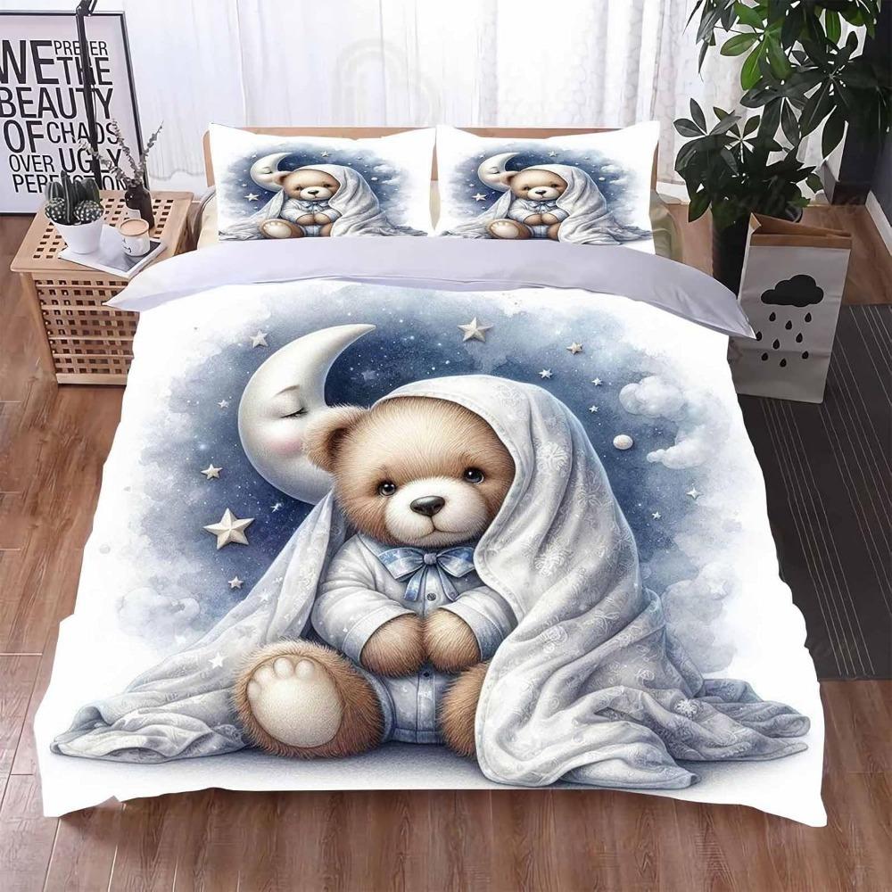 Милый плюшевый мишка Детский Взрослый Пуховый Пододеяльник Мультяшное Животное Постельное белье, Красочный Удобный Полноразмерный Пуховый Пододеяльник Де