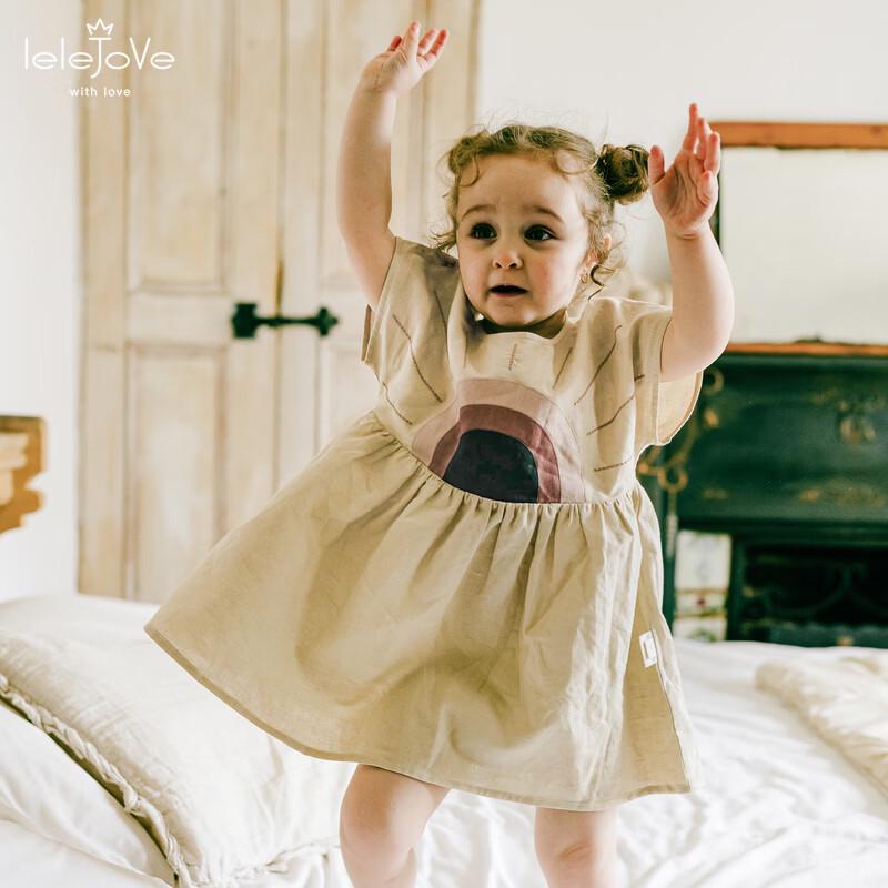 LELE JOVE Nordic Style Girls' Cotton Linen Summer Dress
