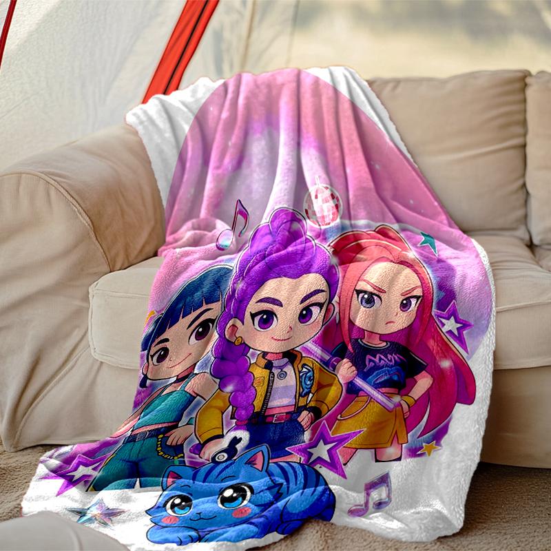 Kpop Demon Hunters Blanket Lightweight Print Throw Blanket For Couch, Bed, Car, A Heartfelt Gift for Your Family and Friends