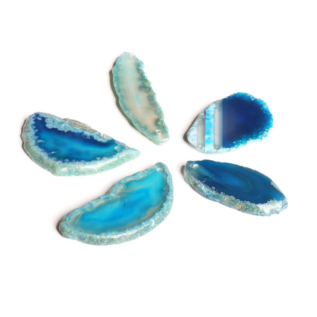 Agate Slices Irregular Agate Light Table Slices for DIY Jewelry Making Home Decoration Blue 1.2‑2in