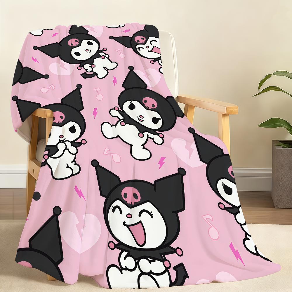 Kawaii K-Kuromi-I Blanket Soft Throw Blanket for Home Bedroom Bed Sofa Picnic Travel Office Rest Cover Blanket Gift