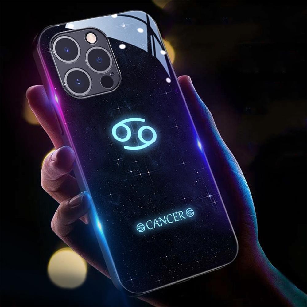 Zodiac Smart LED Glow Закаленное Стекло Чехол для iPhone Samsung